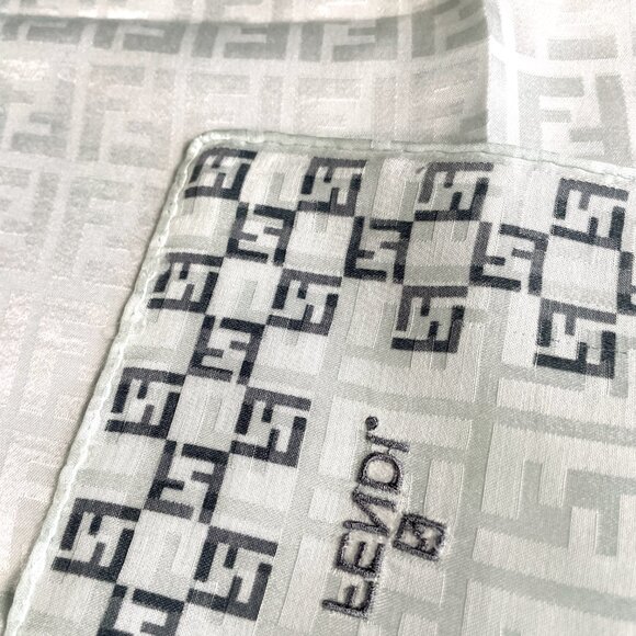 Vintage Fendi Cotton Scarf with Embroidered Logo - Picture 10 of 13